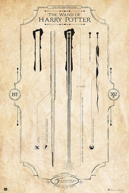 Plakát, Obraz - Harry Potter - The Wand, 61x91.5 cm