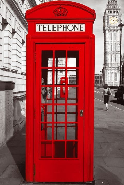 Plakát Londýn - telephone box