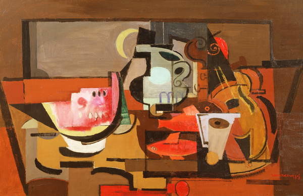 Levně Plakát, Obraz - Still life with a slice of Watermelon, c.1929, Marcoussis, Louis, 40 × 26.7 cm