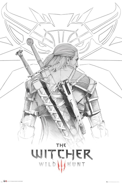 Plakát, Obraz - Zaklínač (The Witcher) - Geralt Sketch, 61x91.5 cm