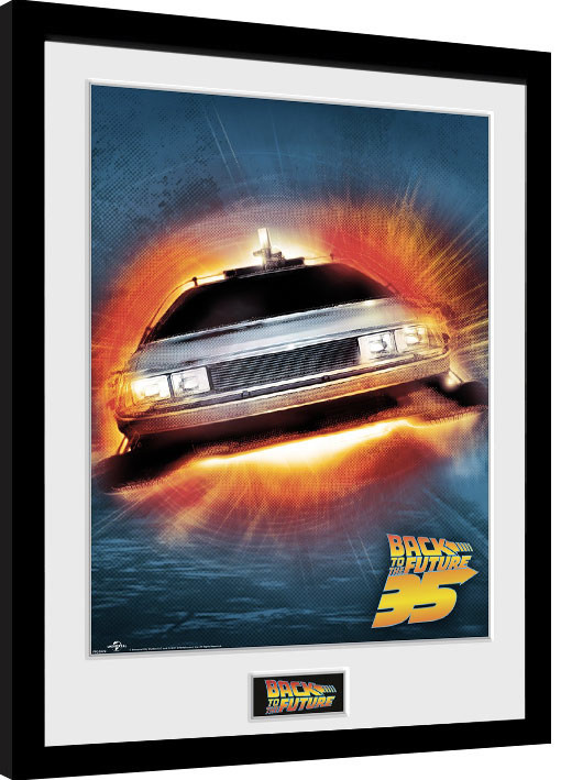 Ingelijste poster Back To The Future - 35th Delorean