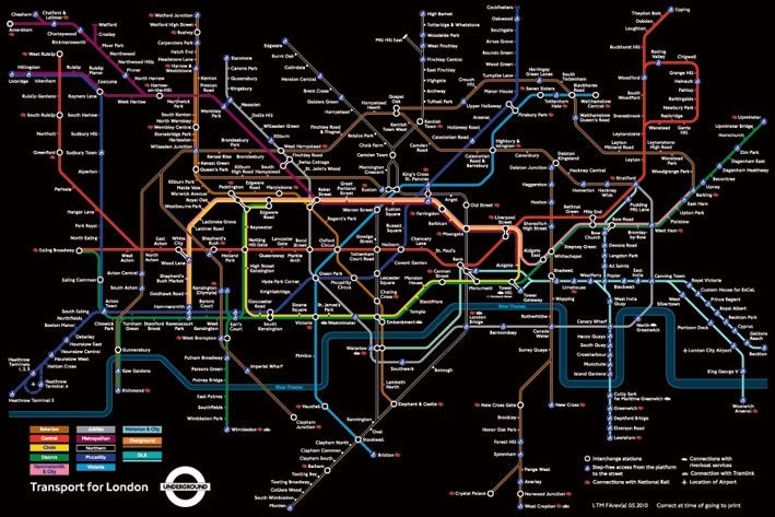 Poster London Underground Map - negru