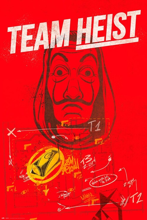 Plakát, Obraz - Money Heist (La Casa De Papel) - Team Heist, 61 × 91.5 cm