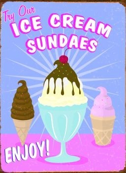 Metallschild ICE CREAM SUNDAE