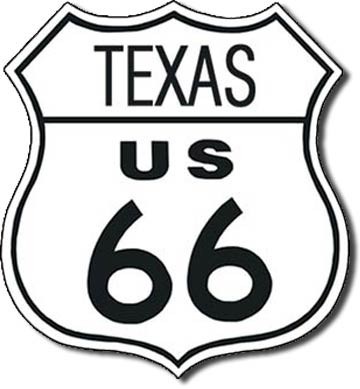 Metallschild ROUTE 66 - texas