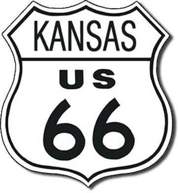 Metallschild US 66 - kansas