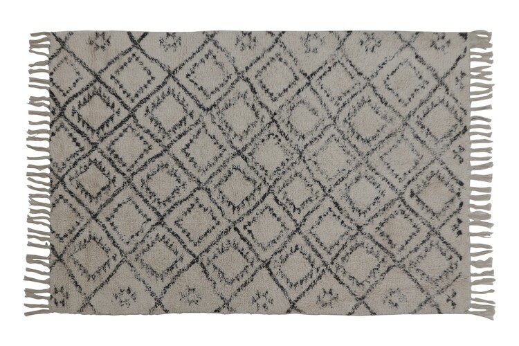 Teppich Boyaka - Black-White Rhombus Print Textil