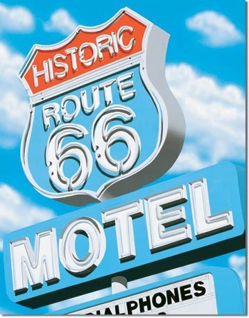 Plechová cedule A.ROSS - route 66 motel
