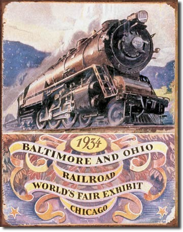 Metallschild B&O RAILROAD 34 - worlds fair