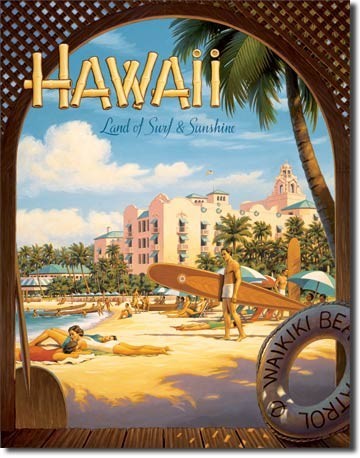Metallschild HAWAII SUN ADN SURF
