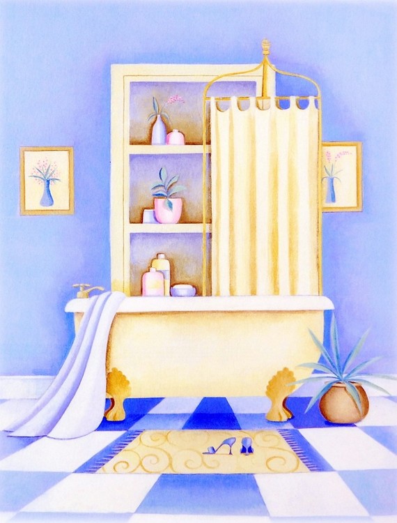 Umělecký tisk Blue Bathroom I
