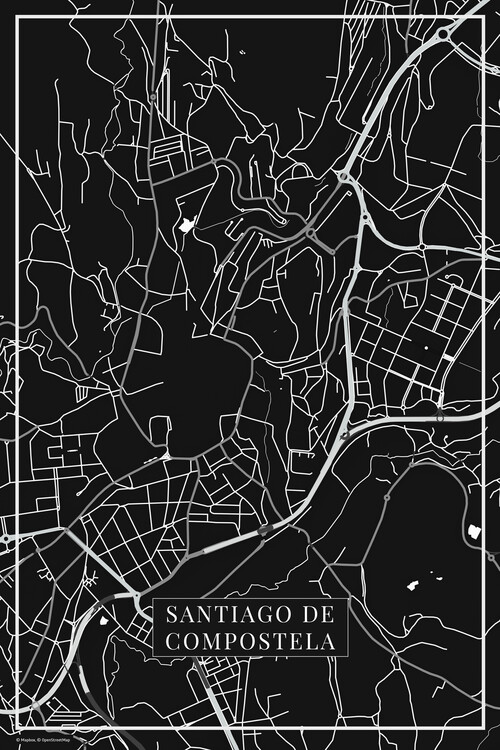 Plakát, Obraz - Santiago de Compostela black, 26.7 × 40 cm