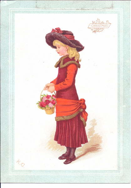 Samolepka A Victorian greeting card of a child dressed in regency clothes