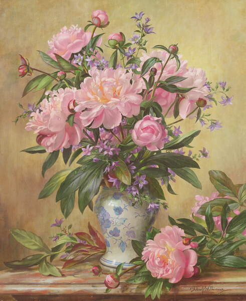 Samolepka AB/302 Vase of Peonies and Canterbury Bells