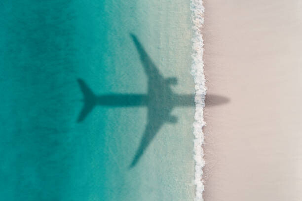 Sticker Aerial shot showing an aircraft shadow