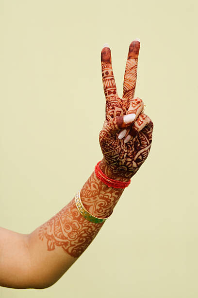 Poster Close-up of a woman's hand with a peace sign