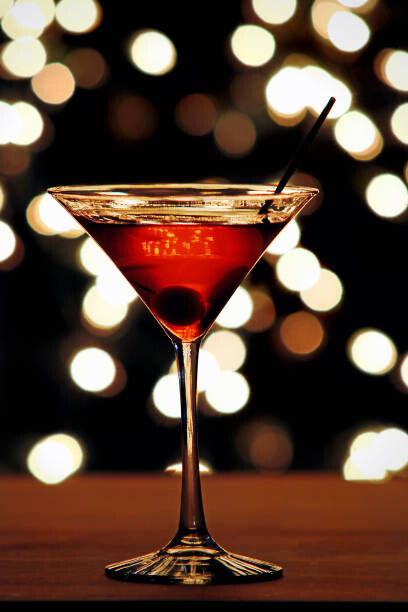 Poster Holiday martini on bar counter with