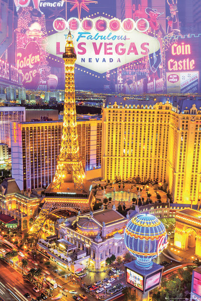 Encadrée Imprimer-lumières de la tour Eiffel à Las Vegas Photo Poster art 