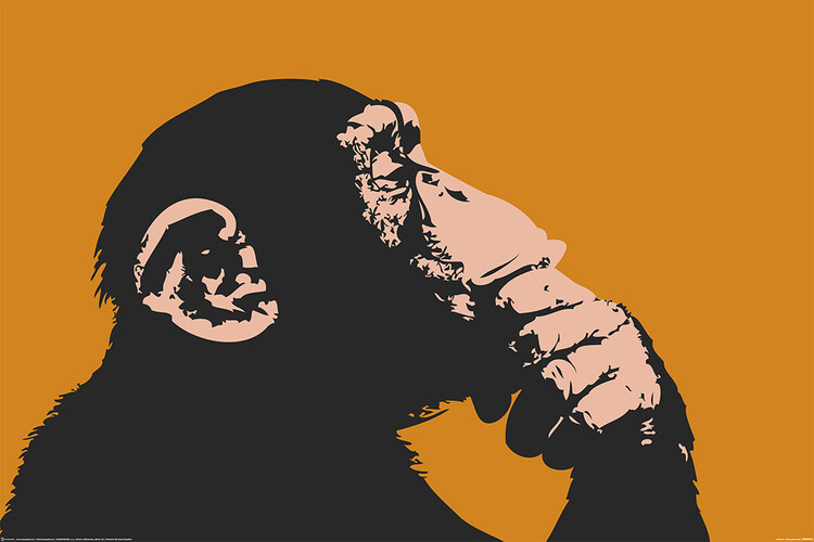 Thinking Sticker Monkey Grand poster Monkey - Thinking | Cadeaux et marchandises | Europosters