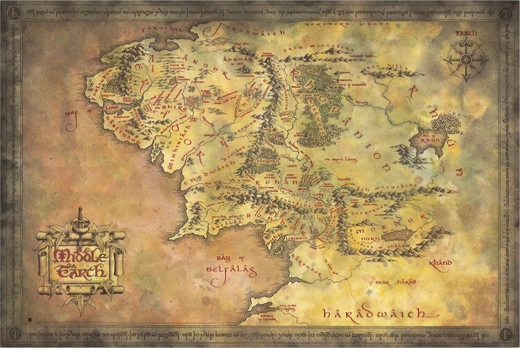 Poster The Lord of the Rings - Map of the Middle Earth