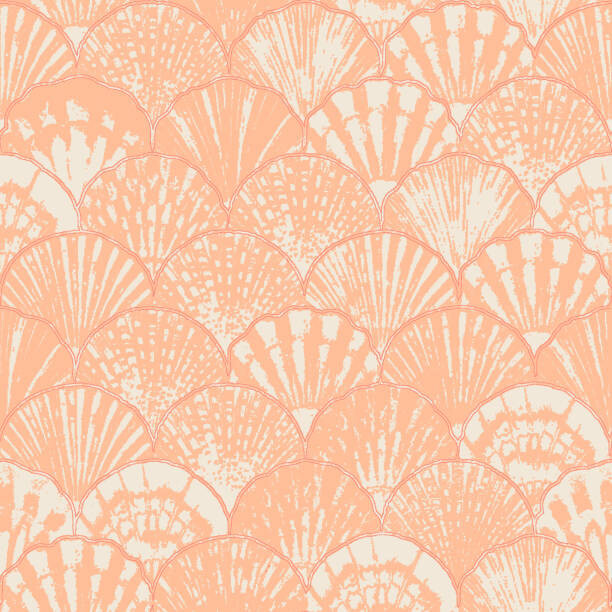 Poster Watercolor sea shell seamless pattern. Hand