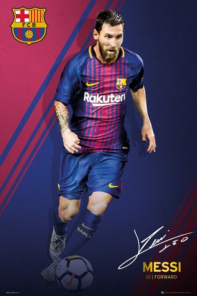 Fc Barcelona Messi 17 18 Poster Affiche Acheter Le Sur Europosters Fr