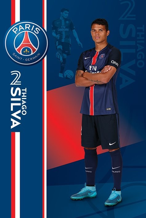 Paris Saint-Germain FC - Thiago Silva Poster, Affiche ...