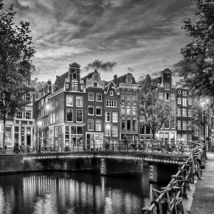 Arte fotográfico AMSTERDAM Idyllic impression from Singel | Monochrome