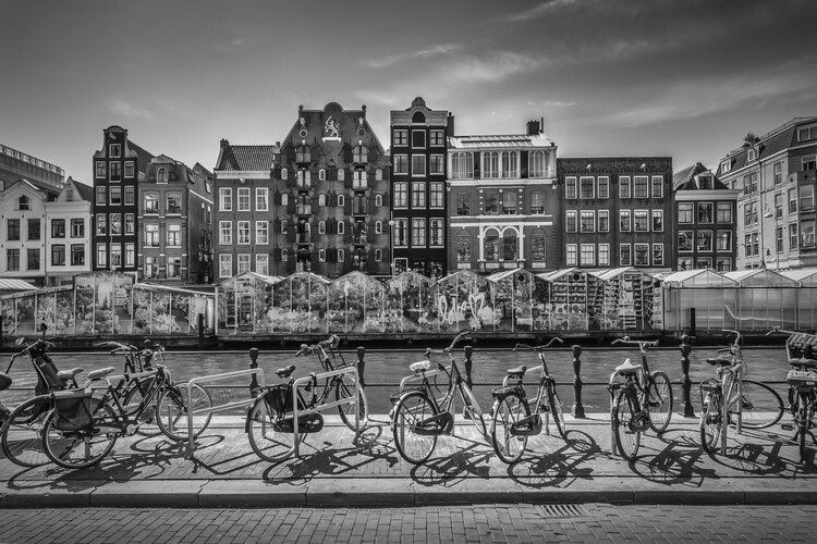 Arte fotográfico AMSTERDAM Singel With Flower Market