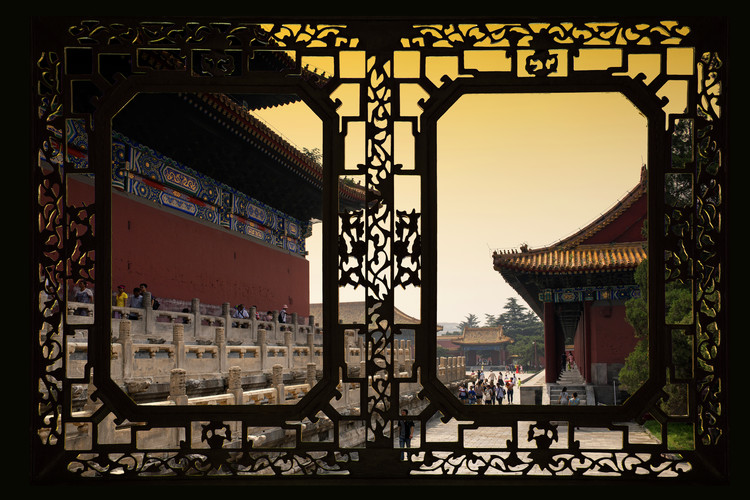 Arte fotográfico Asian Window - Forbidden City at Sunset