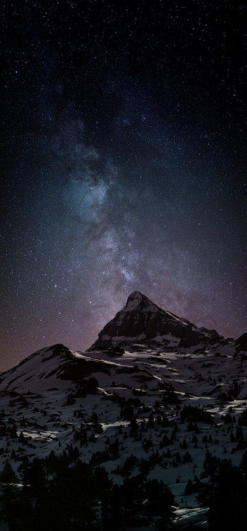 Photographie d'art Astrophotography picture of Pierre-stMartin landscape with milky way on the night sky.