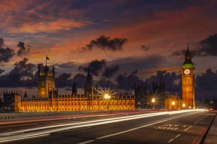 Arte fotográfico Nightly view from London Westminster