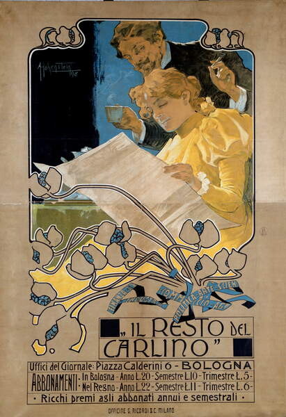 Obraz na plátně Advertising poster for “Il resto del Carlino”, 1898