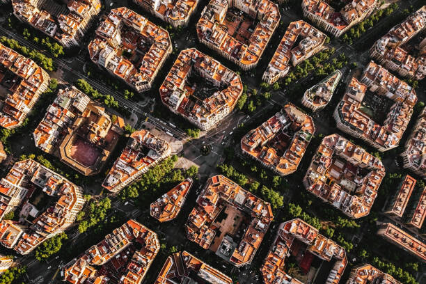 Fotografía artística Aerial view of typical buildings of