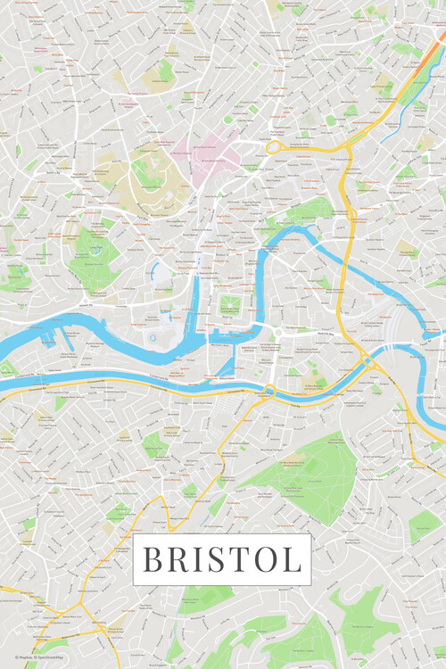 Mapa de Bristol color ǀ Mapas de ciudades y mapas mundiales para tu pared