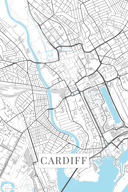 Mapa Cardiff white