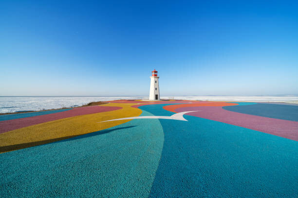 Художествена фотография Colorful road by the sea