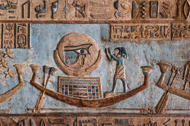 Художествена фотография Egyptian hierogryphs from Dendara Temple, Egypt