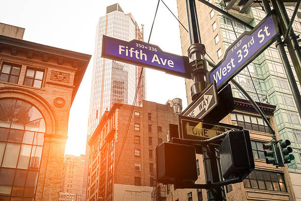 Kunstfotografie Fifth Ave and West 33rd sign in New York City