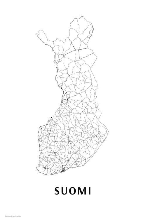 Mapa Finsko black & white