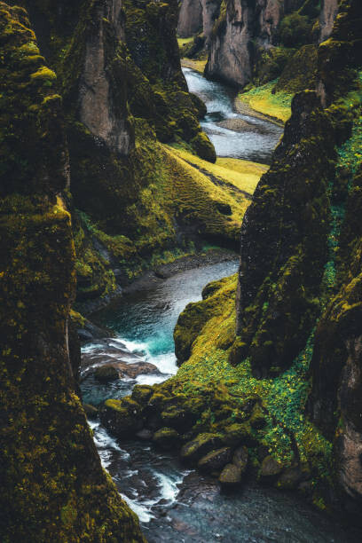 Konstfotografering Fjadrargljufur Canyon In Iceland