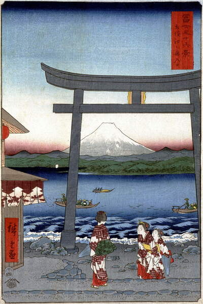 Obraz na plátně Geishas and Mount Fuji