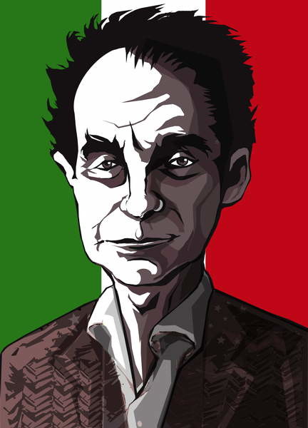 Italo Calvino Italian Author Colour Graphic Caricature Beruhmte Kunstdrucke Fur Deine Wand