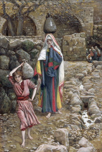 Obraz na płótnie Jesus and His Mother at the Fountain