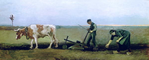 Obraz na plátně Labourer and Peasant Planting Potatoes, 1884