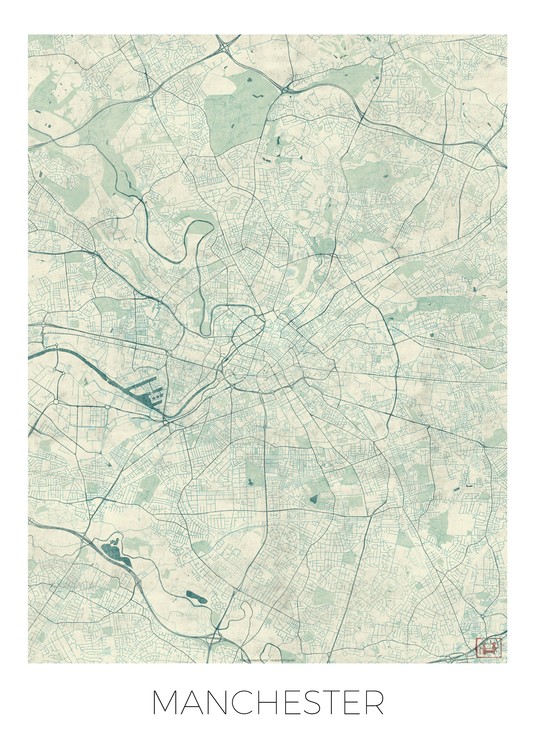 Map of Manchester ǀ Maps of all cities and countries for your wall