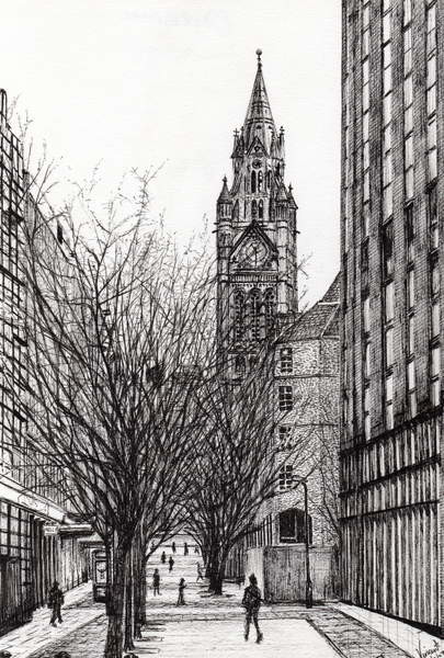 Obrazová reprodukce Manchester Town Hall from Deansgate, 2007,