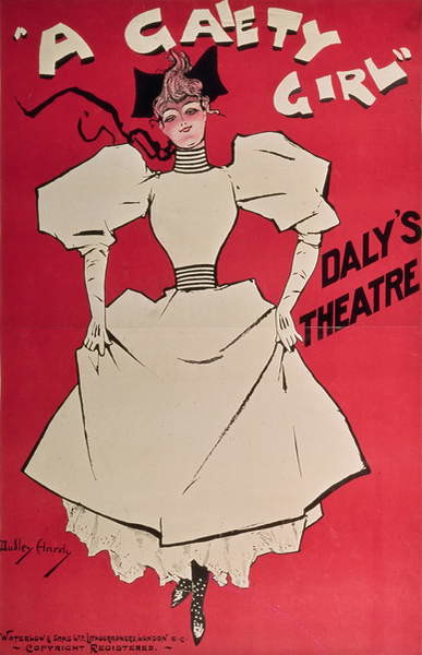 Umelecká tlač Poster advertising 'A Gaiety Girl' at the Daly's Theatre, Great Britain, 1890s