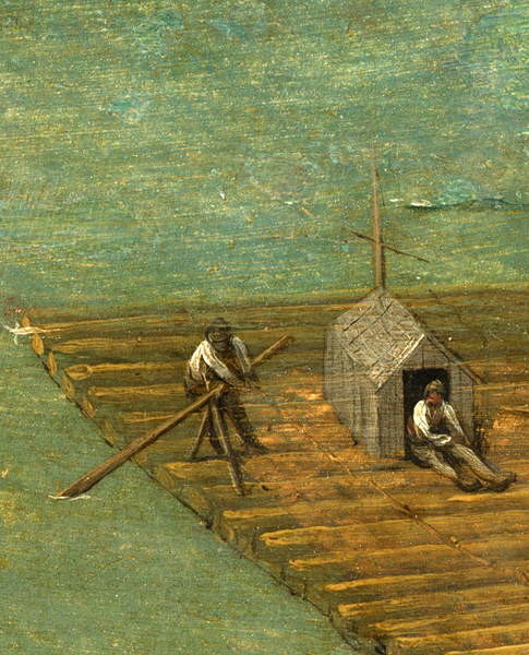 Canvastavla Raft detail from Tower of Babel, 1563