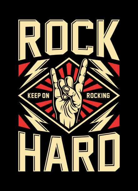 Poster, plakat Rock On Hand Sign Vector Illustration | Pokloni i merch